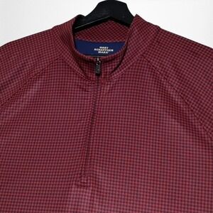 Hart Schaffner Marx Pullover Mens 2XL Houndstooth 1/4 Zip Luxury Performance Red
